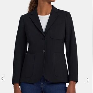 Theory fitted tailored suit black jacket in stretch knit ponte